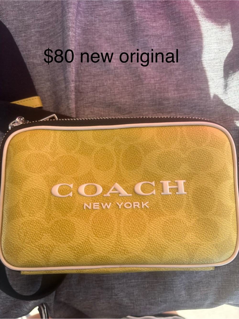 Coach Yellow Logo Crossbody Bag with Cream Trim